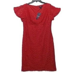 Chaps Lined Deep Pink Lace Party Cocktail Dress